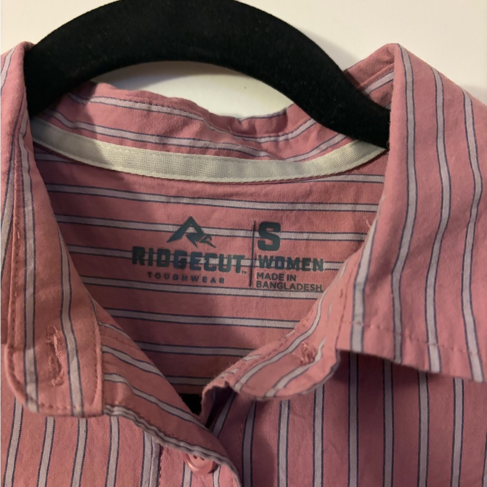 Women's Pink Striped Button Down Shirt - Picture 3 of 3